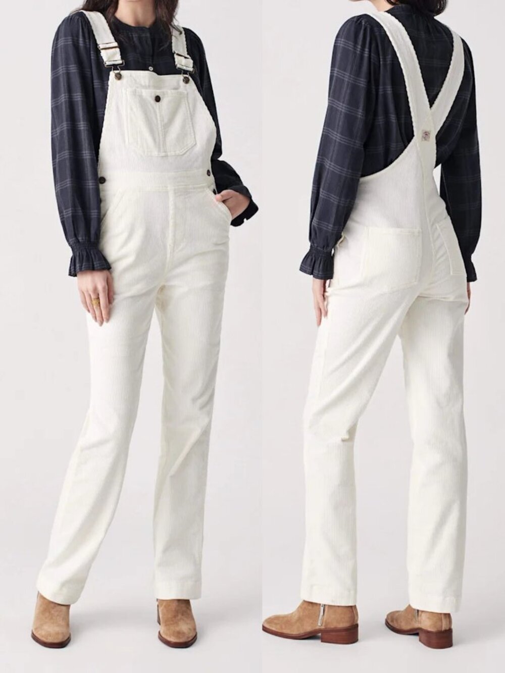 New $178 Faherty Walker Cord Overalls In Egret Size XS